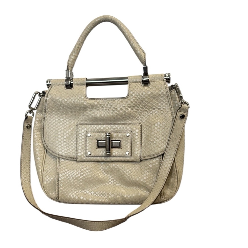 Vintage Banana Republic snakeskin cream beige leather satchel shoulder handbag